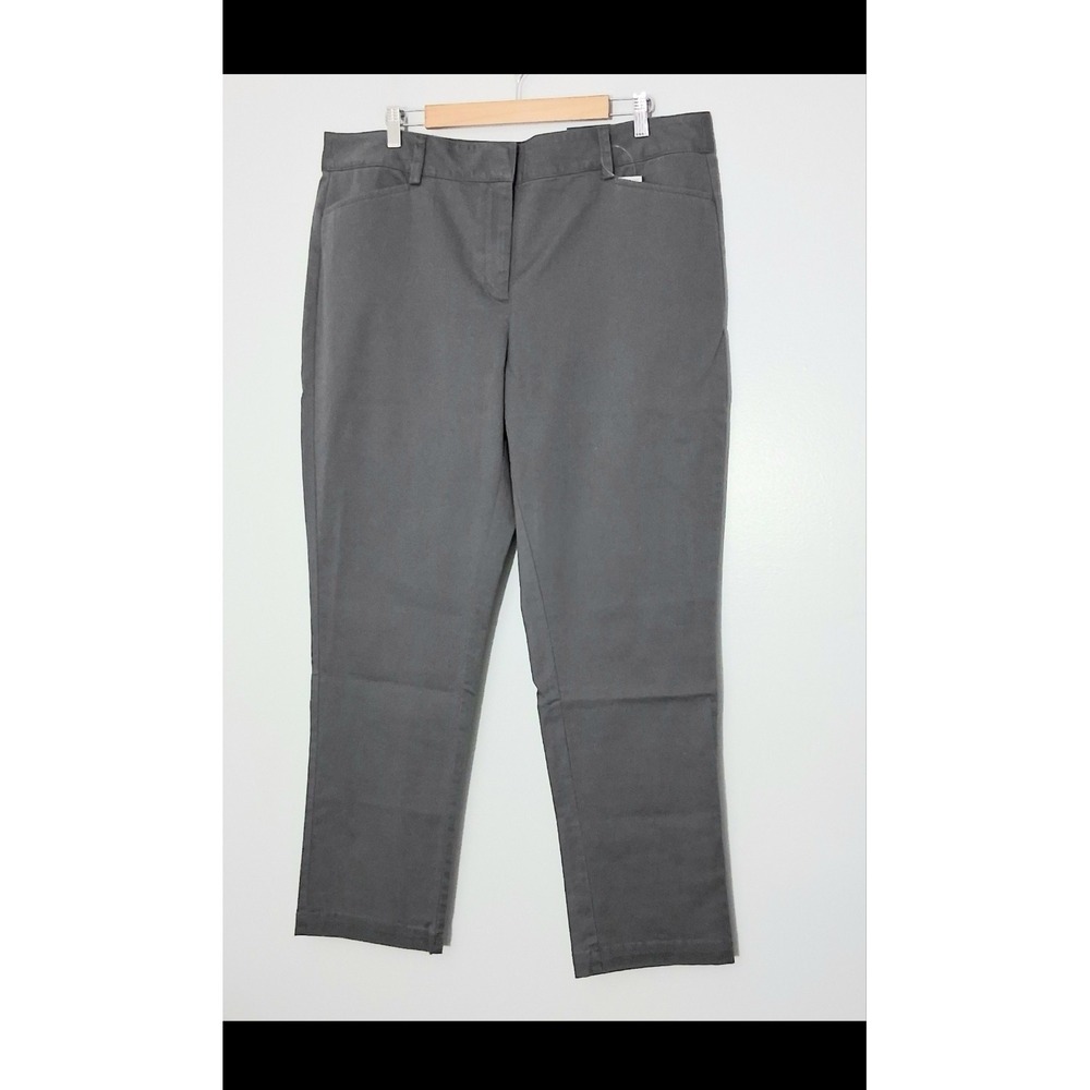 Lands End Pants Women's Size‎ 18 Gray Mid Rise Straight Leg Pockets NEW